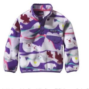 Patagonia Synchilla Snap T Fleece Baby Girls Toddler Polar Bear Pullover